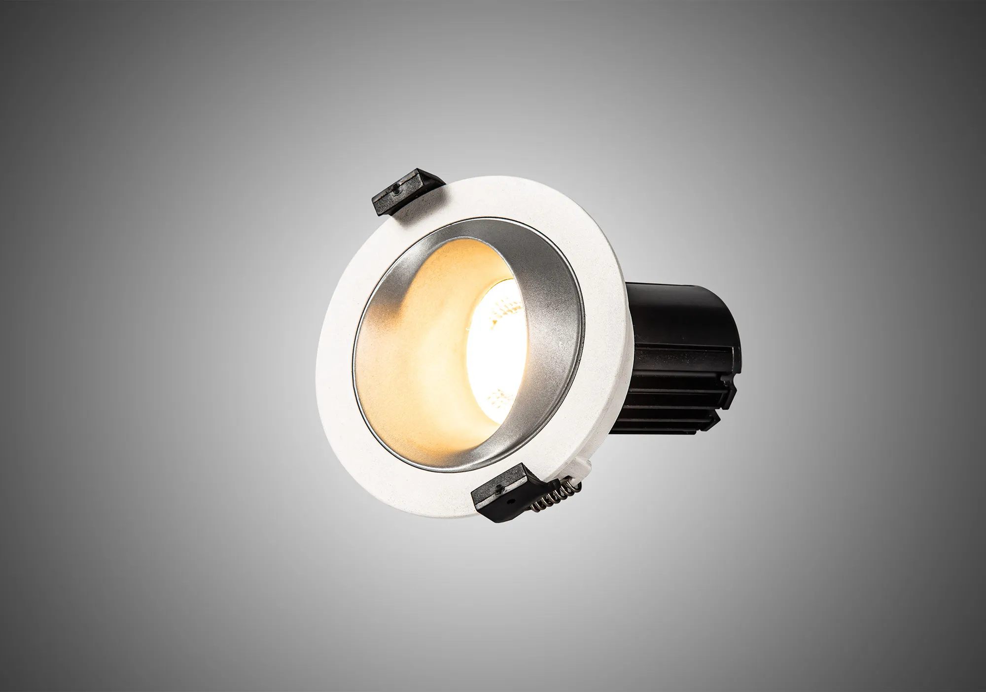 Bonia 10 Dimmable Tridonic 10W 631lm 2700K 36°, White/Silver 27° Angled Round Downlight , NO DRIVER REQUIRED, 5yrs Warranty DM201152  Dlux Bonia 10